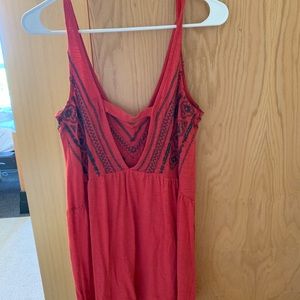 embroidered red tank top